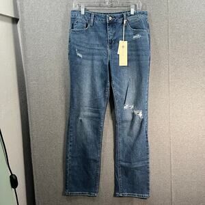 Laurie Felt Regular Forever Denim Relaxed Straight Jeans Distressed, Reg 10